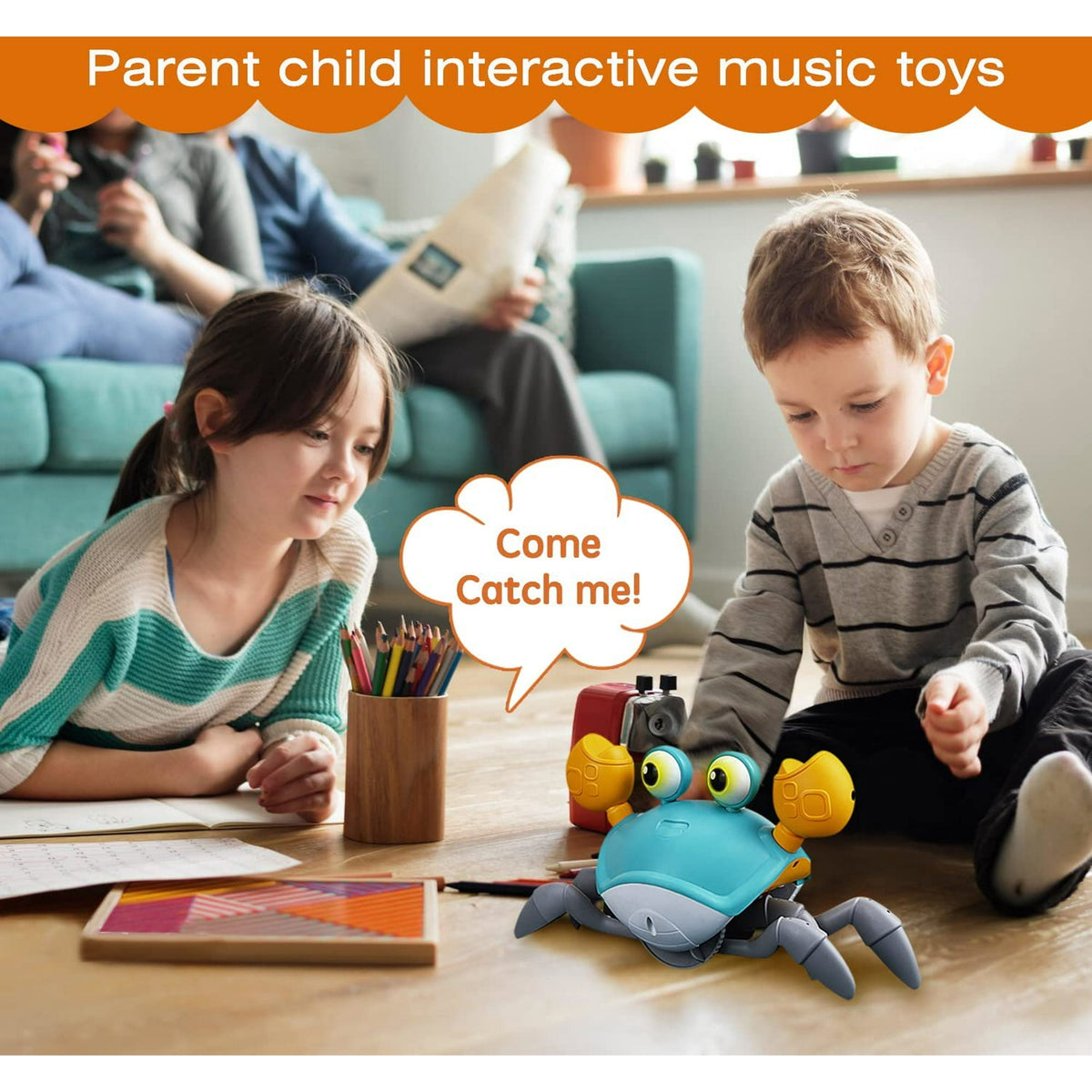 BEEPRINCESS Baby Toys Crawling Crab, Rechargeable Tummy Time Baby Walkers Toys with Music and LED Light, Toddlers Sensory Interactive Christmas Birthday Gifts for 1-3 3-8 Years Old Boys Girls