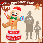BEEPRINCESS 6FT Christmas Inflatable Rotating Gingerbread Man with LED Lights, Animated Outdoor Xmas Yard Decorations, Blow Up Holiday Lawn Garden Decor