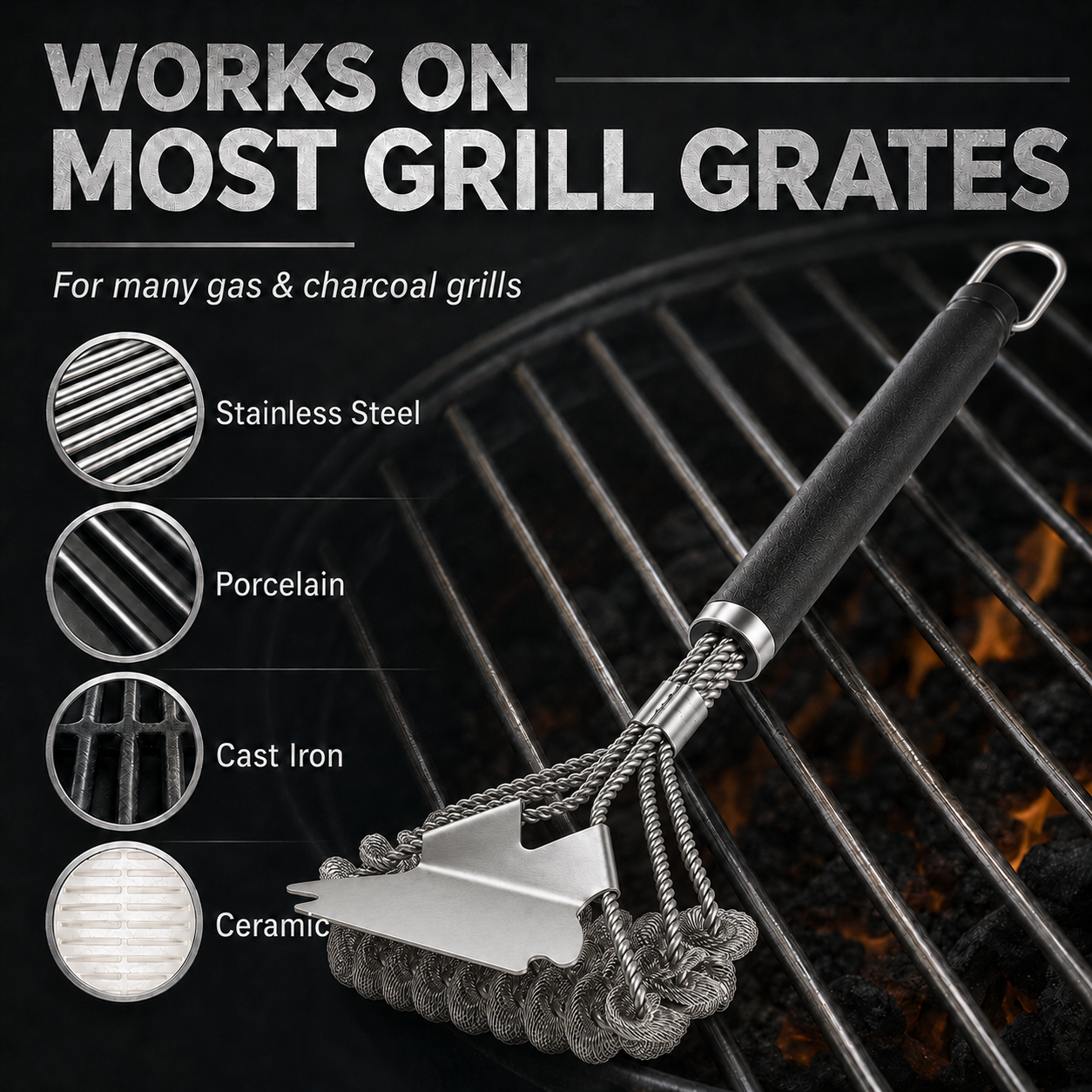 BEEPRINCESS Grill Brush and Scraper Bristle Free – Safe BBQ Brush for Grill – 16.5'' Stainless Grill Grate Cleaner for Porcelain/Weber Gas/Charcoal Grill – Gifts for Grill Wizard