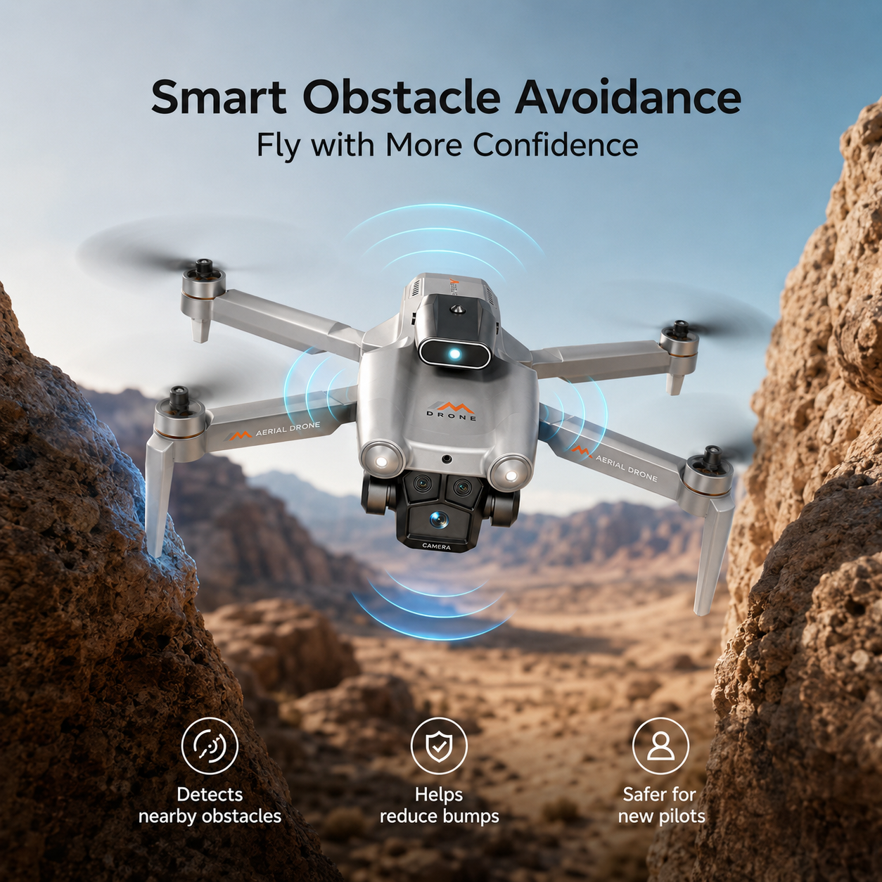 BEEPRINCESS M6 Foldable Drone with 1080p HD Camera, Brushless Motor, Obstacle Avoidance, 4.5 in Screen Controller, 2 Batteries