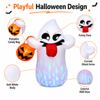 BEEPRINCESS 5FT Halloween Inflatable Ghost Holding Pumpkin Lantern, Light-Up Blow Up Outdoor Yard Decoration with RGB LED Lights
