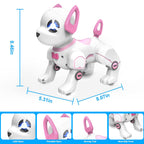 BEEPRINCESS RC Robot Dog, Electronic Pet Dog with Voice Control, Interactive and Stunt, White/Pink