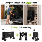 ELFWOLF Heavy Duty Folding Wagon Cart, 330 lb Load Capacity, All-Terrain Wheels, Portable Collapsible Wagon for Camping, Gardening, Sports, Shopping & Grocery Transport