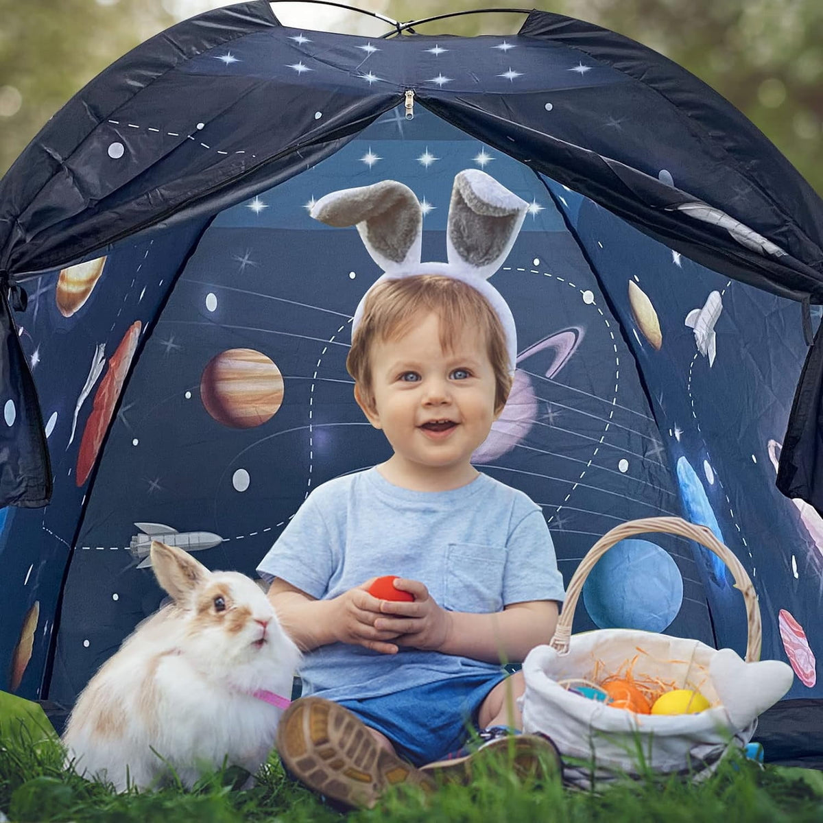 BEEPRINCESS Portable Unisex Kids Space World Play Tents, Blue