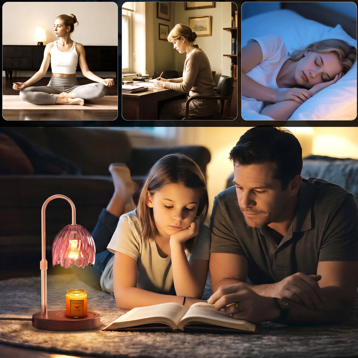 BeePrincess Candle Warmer Lamp with Timer & Dimmable Function - Adjustable Height Jar Candle Warmer for Home Decor - Includes 2 Bulbs
