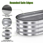 ELFWOLF Galvanized Raised Garden Bed, 4 x 2 x 1 FT Outdoor Metal Planter Box with Open Base for Vegetables, Flowers & Herbs, Silver