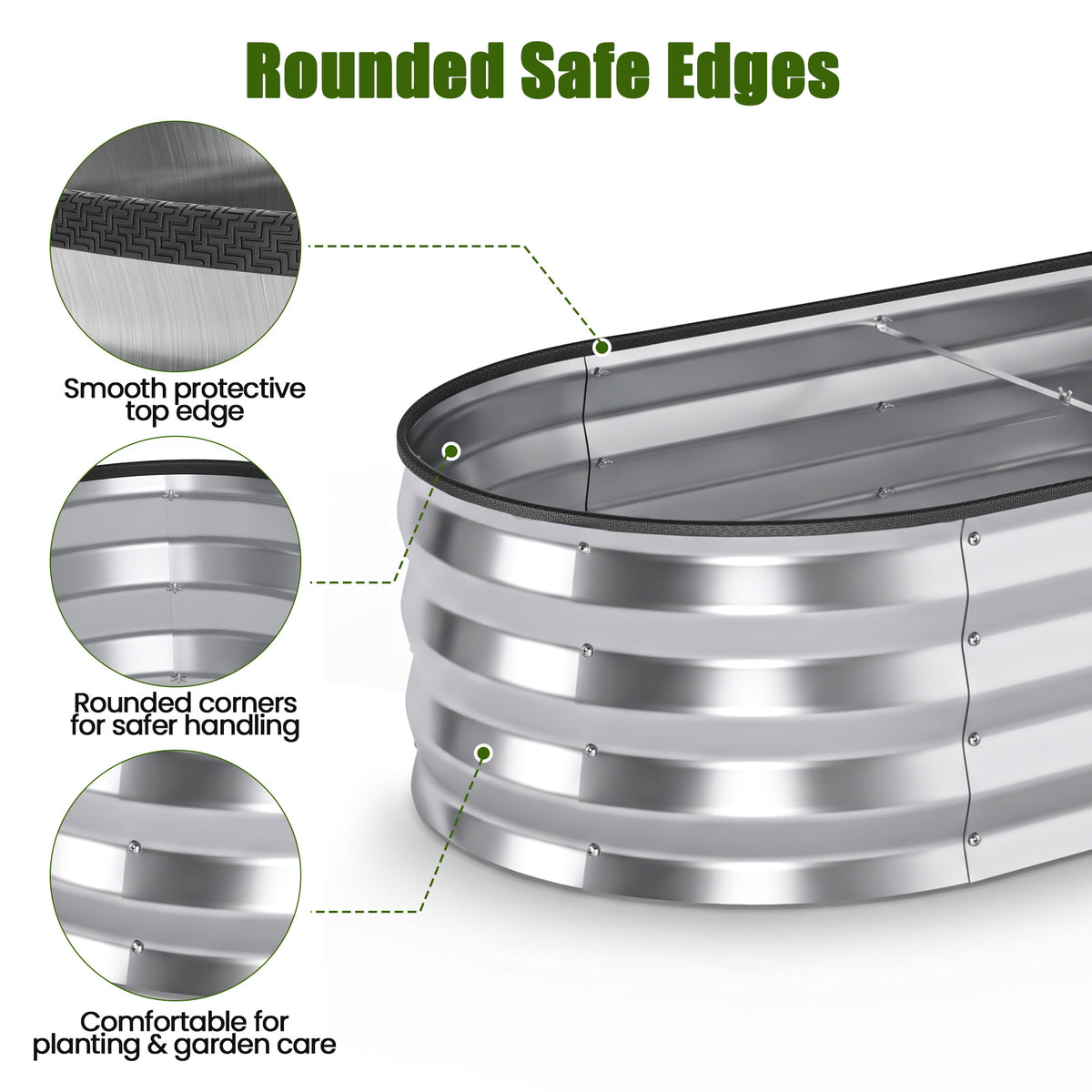 ELFWOLF Galvanized Raised Garden Bed, 4 x 2 x 1 FT Outdoor Metal Planter Box with Open Base for Vegetables, Flowers & Herbs, Silver