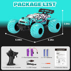 BEEPRINCESS Remote Control Car, 1:18 Scale All Terrain RC Cars, 2WD 20Km/h with Colorful LED Light and 2 Rechargeable Batteries, RC Monster Truck Off-road Racing Car Toys for Kids and Boys, Blue