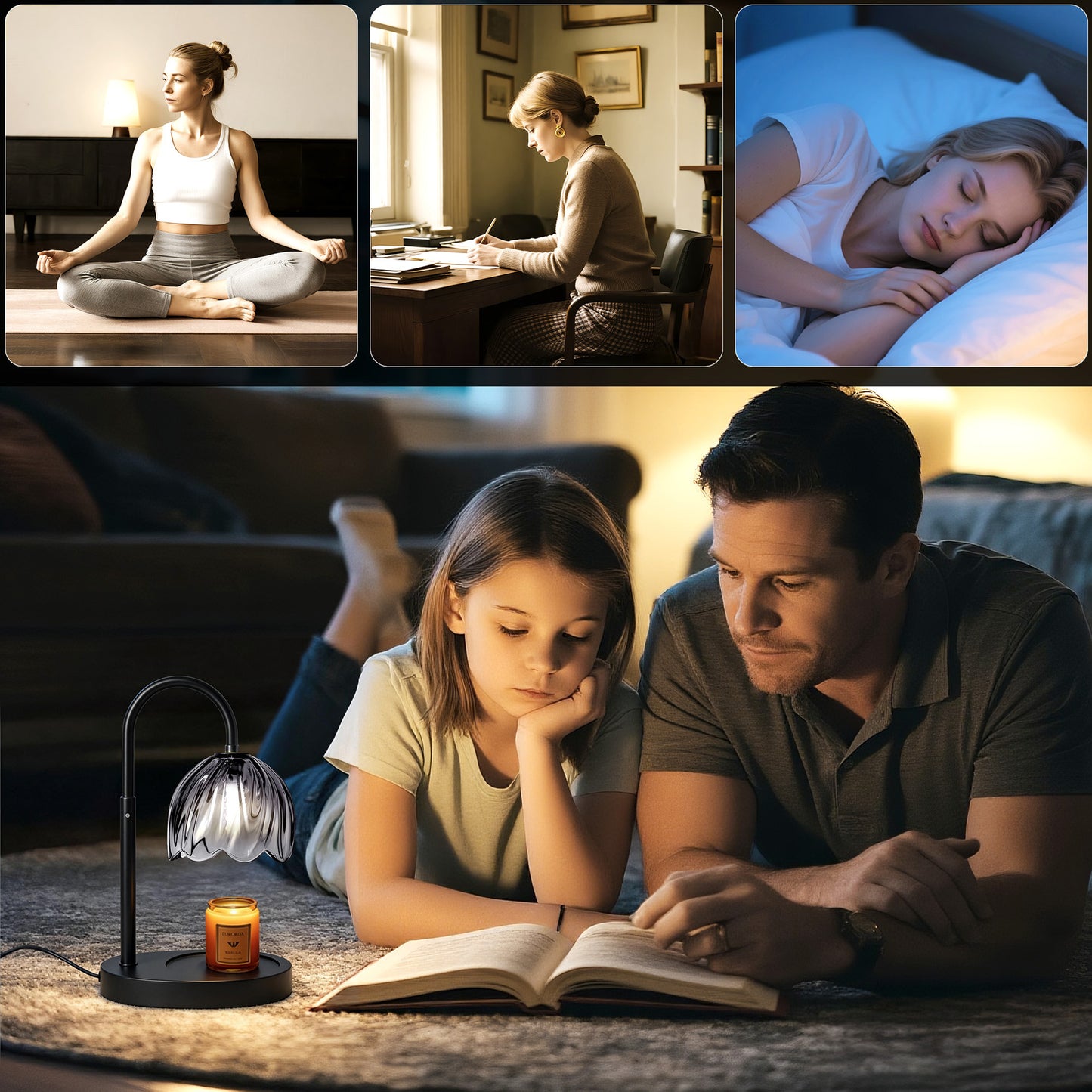 BeePrincess Candle Warmer Lamp with Timer & Dimmable Function - Adjustable Height Jar Candle Warmer for Home Decor - Includes 2 Bulbs