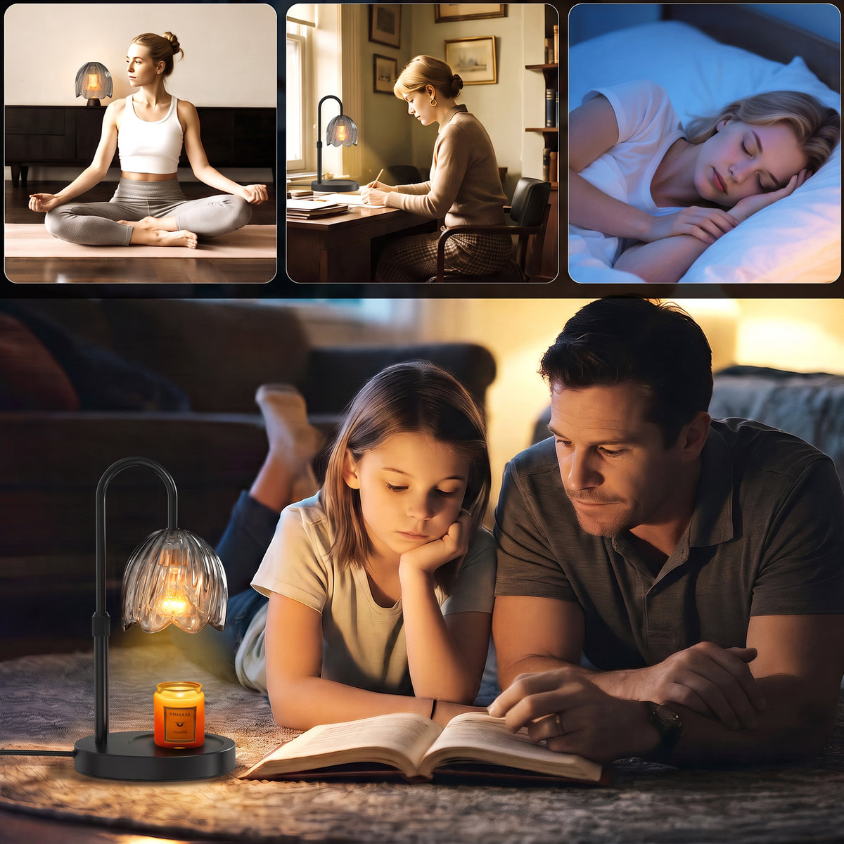 BeePrincess Candle Warmer Lamp with Timer & Dimmable Function - Adjustable Height Jar Candle Warmer for Home Decor - Includes 2 Bulbs