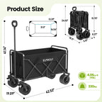 ELFWOLF Heavy Duty Folding Wagon Cart, 330 lb Load Capacity, All-Terrain Wheels, Portable Collapsible Wagon for Camping, Gardening, Sports, Shopping & Grocery Transport