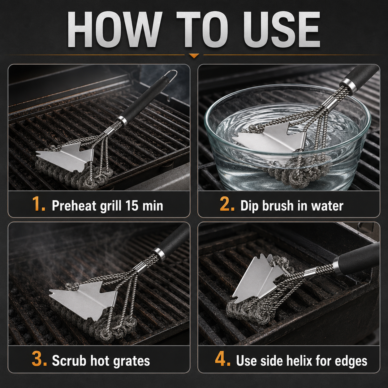 BEEPRINCESS Grill Brush and Scraper Bristle Free – Safe BBQ Brush for Grill – 16.5'' Stainless Grill Grate Cleaner for Porcelain/Weber Gas/Charcoal Grill – Gifts for Grill Wizard