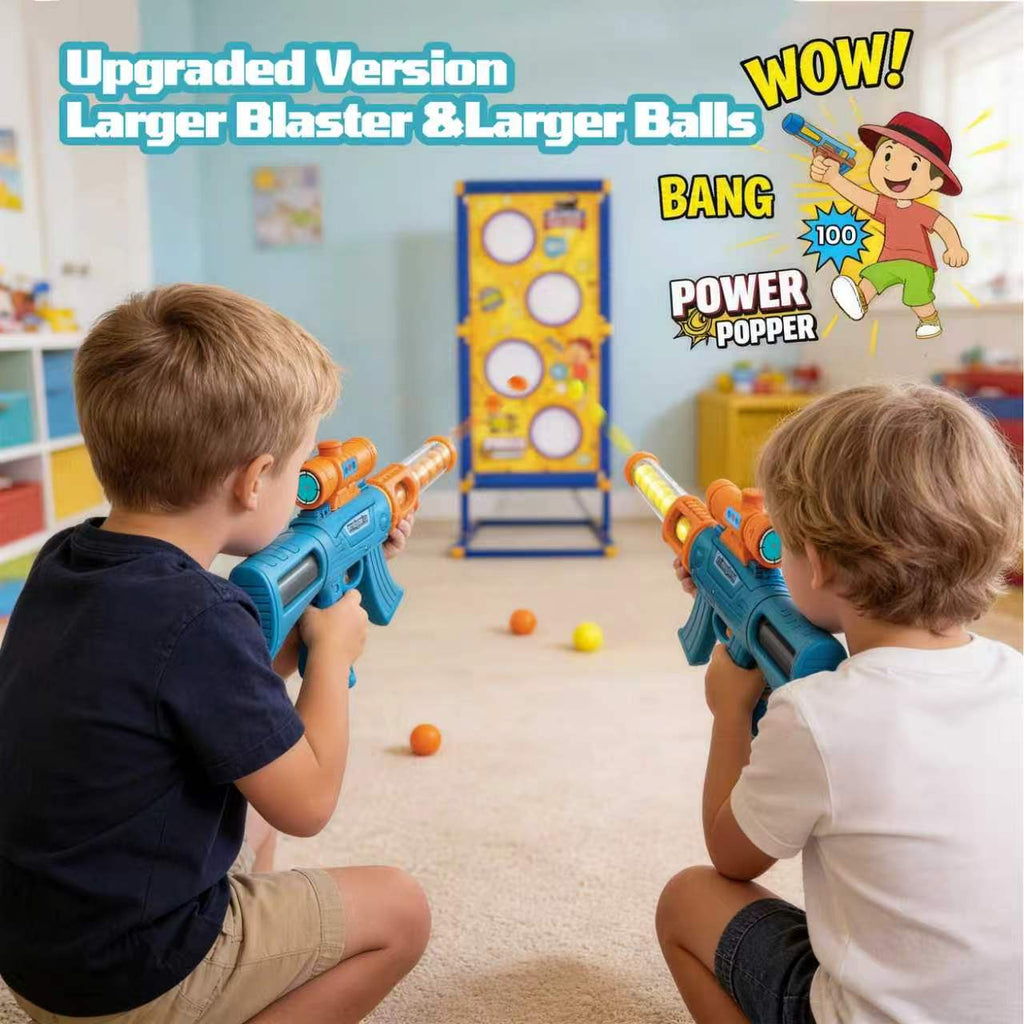 BEEPRINCESS Shooting Game Toy for Age 6, 7, 8, 9, 10+ Years Old Kids Boys - 2 Pack Air Toy Guns & Shooting Target & 24 Foam Balls - Ideal Gift for Christmas Birthday - Compatible with Toy Guns