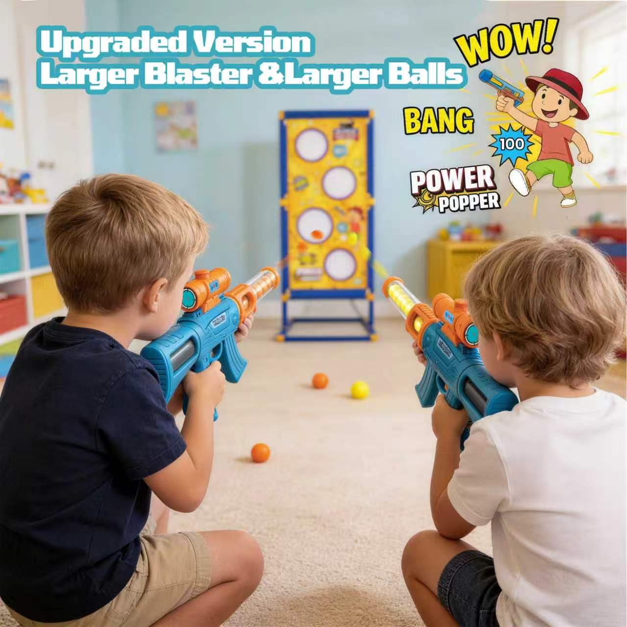 BEEPRINCESS Shooting Game Toy for Age 6, 7, 8, 9, 10+ Years Old Kids Boys - 2 Pack Air Toy Guns & Shooting Target & 24 Foam Balls - Ideal Gift for Christmas Birthday - Compatible with Toy Guns