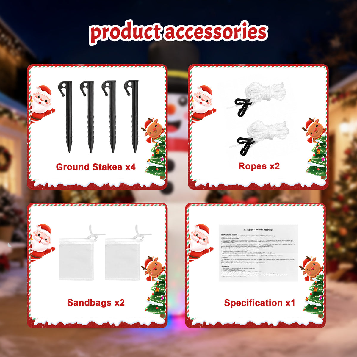 BeePrincess 7FT Christmas Inflatable Snowman & Gingerbread Men Set - Outdoor LED Decor with Adorable Trio for Yard, Garden Winter Decorations