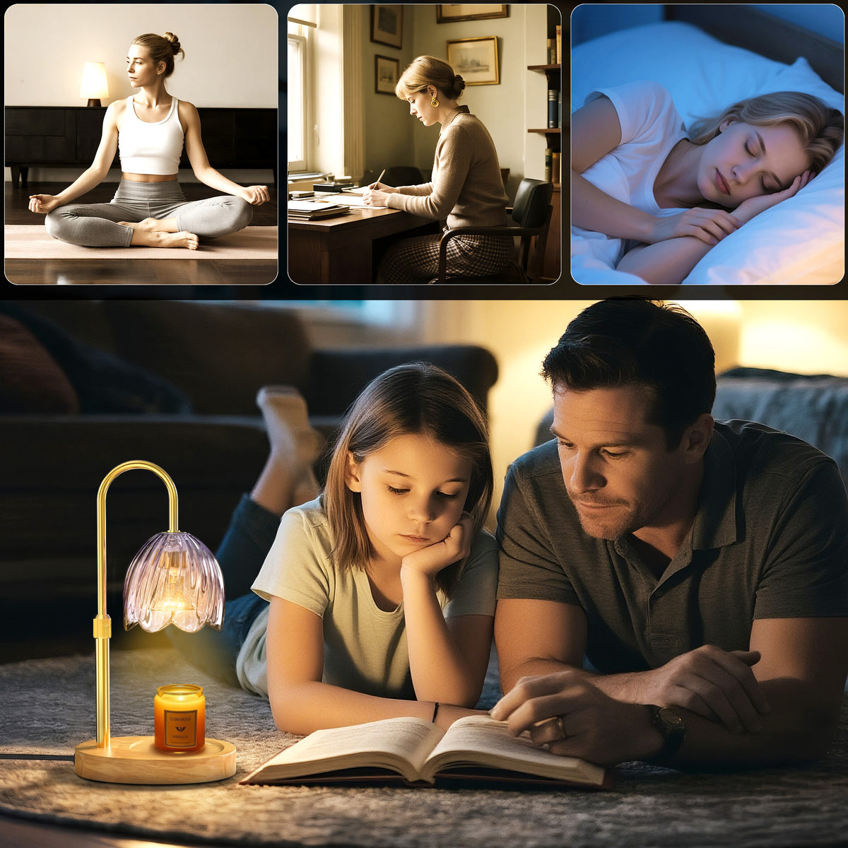 BeePrincess Candle Warmer Lamp with Timer & Dimmable Function - Adjustable Height Jar Candle Warmer for Home Decor - Includes 2 Bulbs