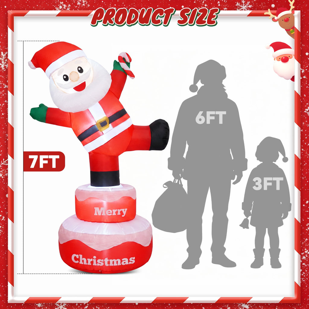 BEEPRINCESS 6FT Christmas Inflatable Rotating Santa Claus with LED Lights, Animated Outdoor Xmas Yard Decorations, Blow Up Holiday Lawn Garden Decor