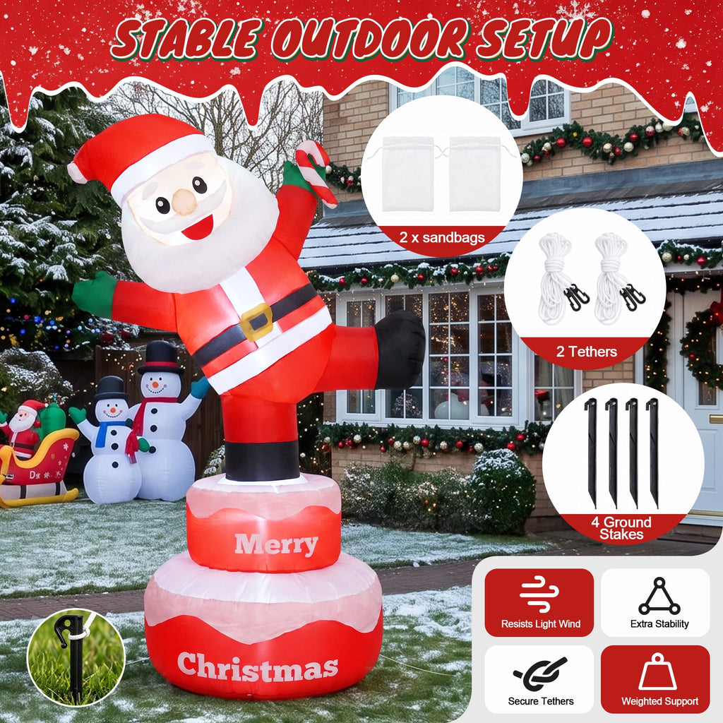BEEPRINCESS 6FT Christmas Inflatable Rotating Santa Claus with LED Lights, Animated Outdoor Xmas Yard Decorations, Blow Up Holiday Lawn Garden Decor