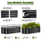 ELFWOLF Galvanized Raised Garden Bed, 4 x 2 x 1 FT Outdoor Metal Planter Box with Open Base for Vegetables, Flowers & Herbs, Black