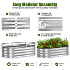 ELFWOLF Galvanized Raised Garden Bed, 4 x 2 x 1 FT Outdoor Metal Planter Box with Open Base for Vegetables, Flowers & Herbs, Silver