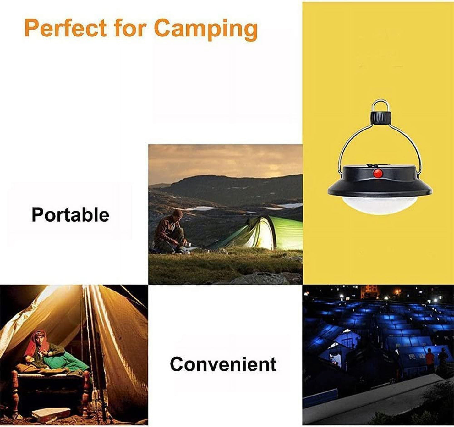 BEEPRINCESS 2 Pack Portable LED Camping Tent Light, 60 Super Bright LED Lantern with 3 Light Modes, Battery Powered Outdoor Lantern for Camping/Hiking/Hurricane/Emergency (Batteries not Included)