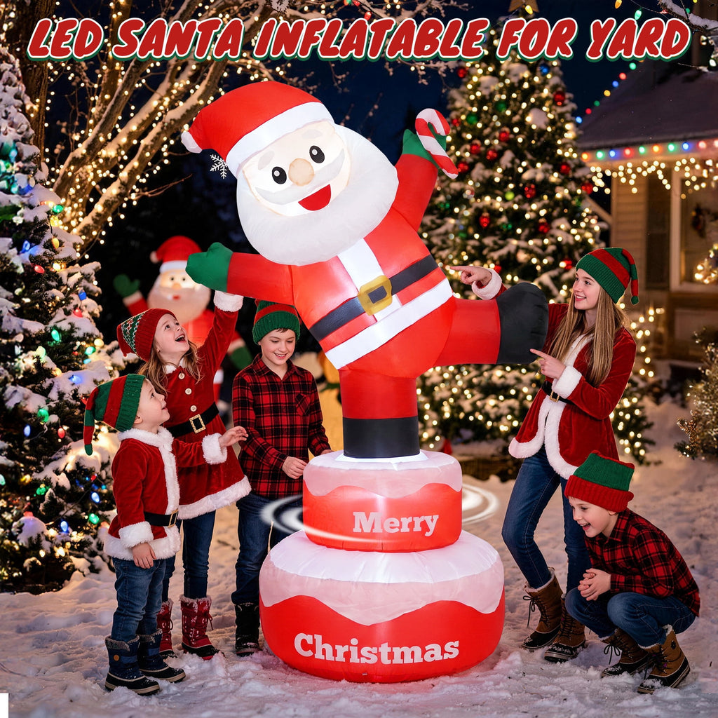 BEEPRINCESS 6FT Christmas Inflatable Rotating Santa Claus with LED Lights, Animated Outdoor Xmas Yard Decorations, Blow Up Holiday Lawn Garden Decor