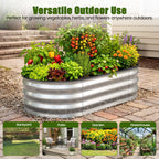 ELFWOLF Galvanized Raised Garden Bed, 4 x 2 x 1 FT Outdoor Metal Planter Box with Open Base for Vegetables, Flowers & Herbs, Silver
