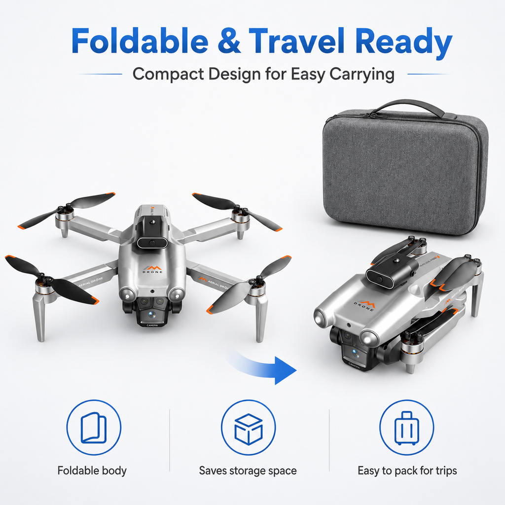 BEEPRINCESS M6 Foldable Drone with 1080p HD Camera, Brushless Motor, Obstacle Avoidance, 4.5 in Screen Controller, 2 Batteries