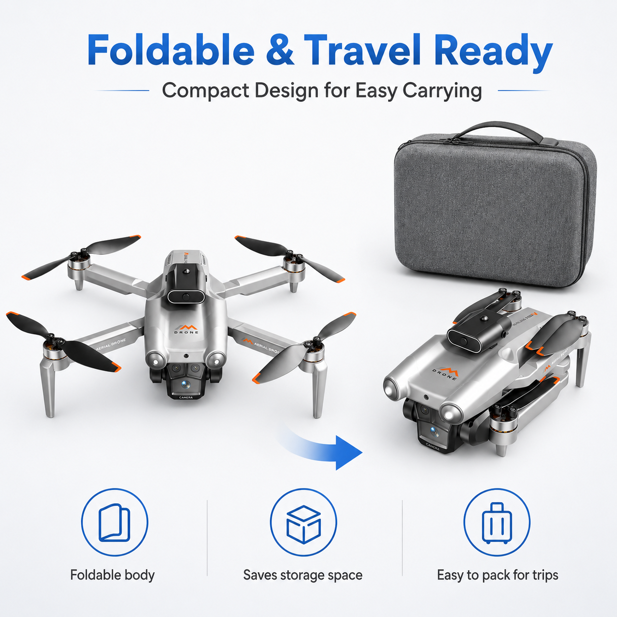 BEEPRINCESS M6 Foldable Drone with 1080p HD Camera, Brushless Motor, Obstacle Avoidance, 4.5 in Screen Controller, 2 Batteries