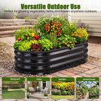 ELFWOLF Galvanized Raised Garden Bed, 4 x 2 x 1 FT Outdoor Metal Planter Box with Open Base for Vegetables, Flowers & Herbs, Black