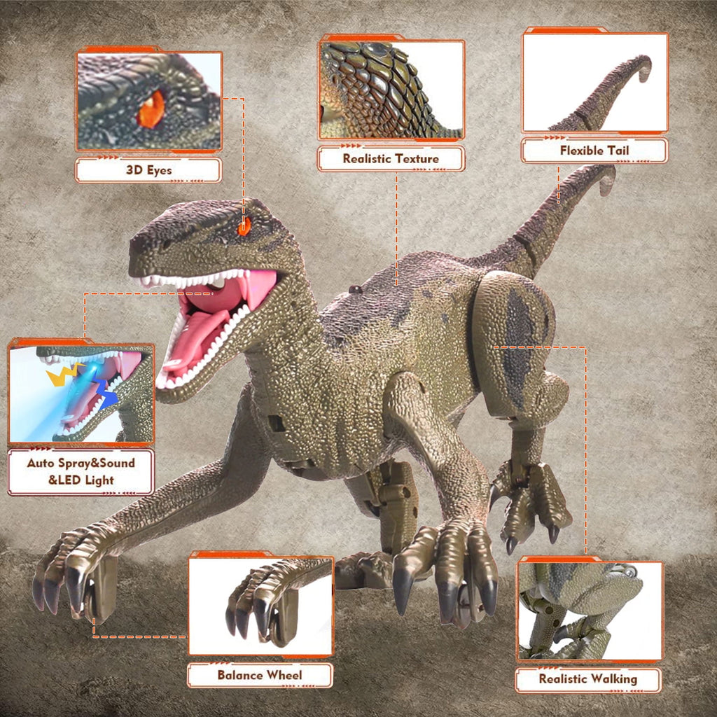 BEEPRINCESS RC Dinosaur Robot Toys for Kids, Interactive Toy with Light Chasing Remote Control