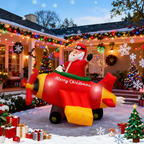 BEEPRINCESS 7ft Christmas Inflatable Santa Helicopter with Rotating Propellers & LED Lights, Flying Santa Claus Outdoor Christmas Decoration for Yard Lawn Garden Party