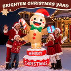 BEEPRINCESS 6FT Christmas Inflatable Rotating Gingerbread Man with LED Lights, Animated Outdoor Xmas Yard Decorations, Blow Up Holiday Lawn Garden Decor