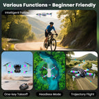 BEEPRINCESS Drone with Screen Remote Control and Cool Lights, RC Quadcopter with 4K HD Dual Camera for Beginner Adults Kids, Black