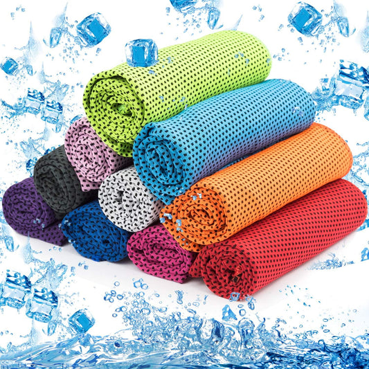 BEEPRINCESS 10pcs Cooling Towel Ice Towel Cooling Towels for Neck and Face Microfiber Cooling Towel for Gym, Travel, Yoga, Camping, Running, Outdoor Sport (10 Colors)