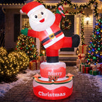BEEPRINCESS 6FT Christmas Inflatable Rotating Santa Claus with LED Lights, Animated Outdoor Xmas Yard Decorations, Blow Up Holiday Lawn Garden Decor