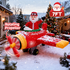 BEEPRINCESS 7ft Christmas Inflatable Santa Helicopter with Rotating Propellers & LED Lights, Flying Santa Claus Outdoor Christmas Decoration for Yard Lawn Garden Party