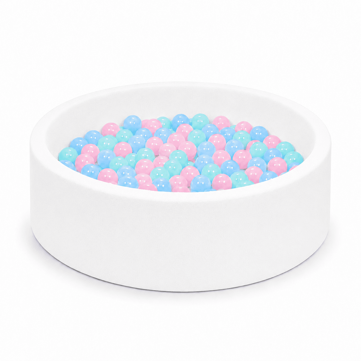 BEEPRINCESS Ball Pit with 100 Balls for Infants & Toddlers Ages 1-3 - Soft Memory Foam, Round Shape, 35" x 12", White