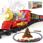 BEEPRINCESS Electric Train Set for Kids Ages 3+, Battery-Powered Toy Train with Steam, Lights & Sounds, 4 Mini Cars and Launcher