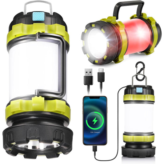 BEEPRINCESS LED Camping Lantern Rechargeable, 800 Lumens High Brightness Camping Flashlight, 3000mAh Power Bank, 6 Modes, IPX4 Waterproof, Camping/Hiking/Outdoor Recreations/Outage/Hurricane/Emergency