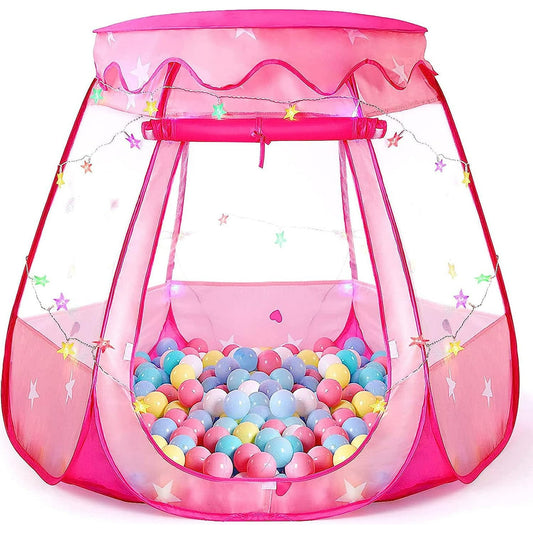 BEEPRINCESS Princess Playhouse Tent for Toddlers and Girls, Indoor & Outdoor Pop Up Play Tent for Kids, Foldable Ball Pit with Carrying Bag, Kids Playhouse Play Tent for 1 2 3 Years Old Birthday Gift