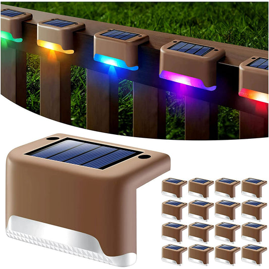 BEEPRINCESS Solar Deck Lights Outdoor, 16 Pack Solar Step Lights Waterproof LED Solar Lights for Outdoor Decks, Railing,Stairs, Step, Fence, Yard, and Patio Christmas Decoration Lights, Colorful