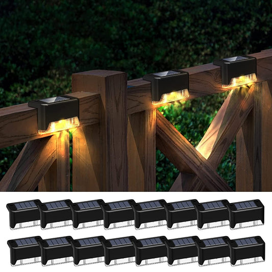 BEEPRINCESS Solar Deck Lights Outdoor, 16 Pack Solar Step Lights Waterproof LED Solar Lights for Outdoor Decks, Railing,Stairs, Step, Fence, Yard, and Patio Christmas Decoration Lights(Warm White)