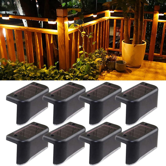 BEEPRINCESS Solar Deck Lights Outdoor, 8 Pack Solar Step Lights Waterproof LED Solar Lights for Outdoor Decks, Railing,Stairs, Step, Fence, Yard, and Patio Christmas Decoration Lights(Warm White)