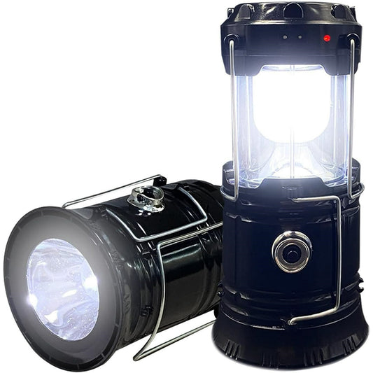 BeePrincess 2 Pack LED Camping Lantern, Solar & USB Rechargeable, Collapsible Portable Light for Camping, Hiking, Emergencies, Hurricanes, Storms