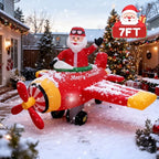 BeePrincess 7ft Animated Santa Helicopter Christmas Inflatable – Light-Up Flying Santa Claus, Outdoor Christmas Yard Decoration for Lawn, Garden, Party