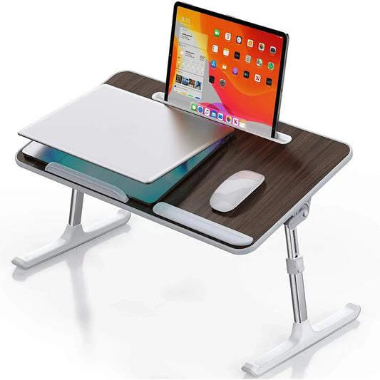 BeePrincess Lap Desk 23.6" x 13.0", Folding Laptop Bed Tray Table, Adjustable Laptop Desk with Tablet Groove