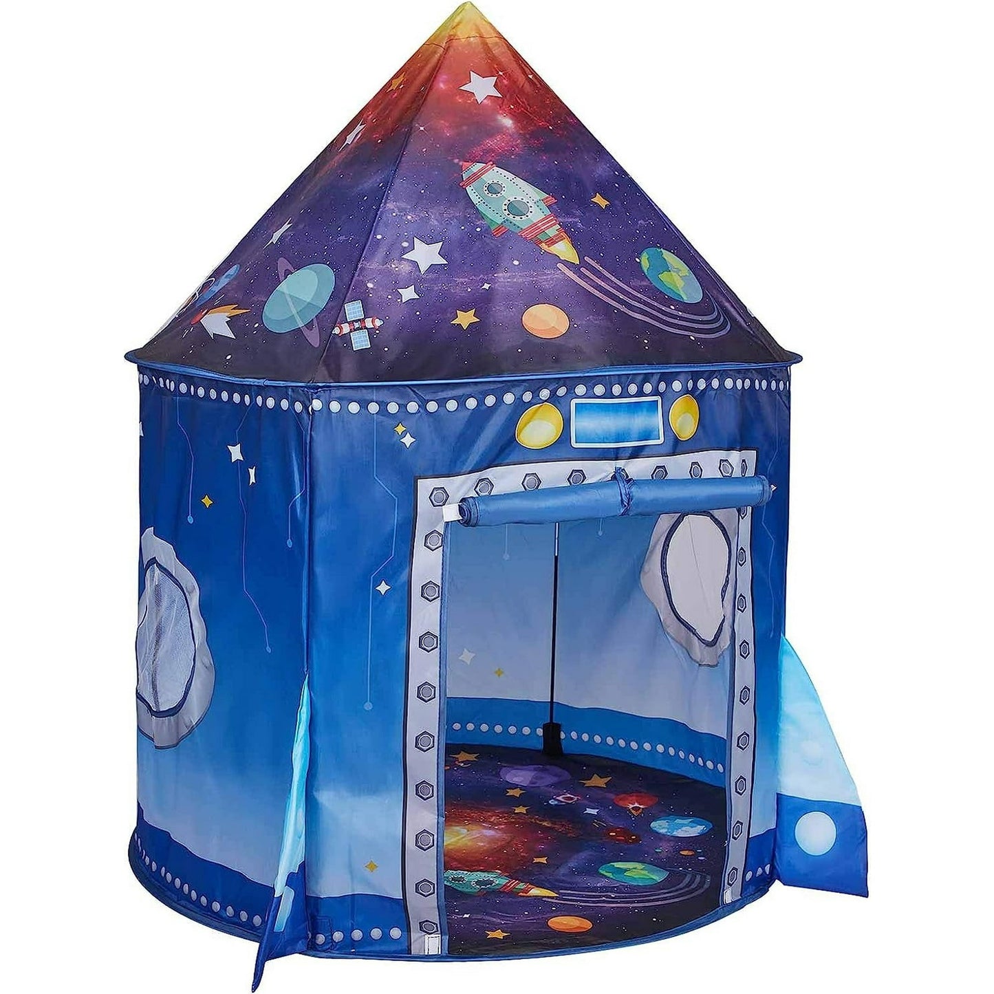 BeePrincess Rocket Ship Kids Play Tent, Astronaut Spaceship Space Themed Pop up Play Tent, Pretend Playhouse Indoor Outdoor Game Party Children, Birthday Gift Playhouse Toy for Boys Girls Toddler