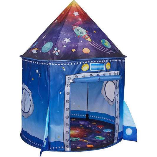 BeePrincess Rocket Ship Kids Play Tent, Astronaut Spaceship Space Themed Pop up Play Tent, Pretend Playhouse Indoor Outdoor Game Party Children, Birthday Gift Playhouse Toy for Boys Girls Toddler