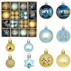 BeePrincess 44 Piece Christmas Ornament Set, Blue and Gold, Holiday Tree Decorations